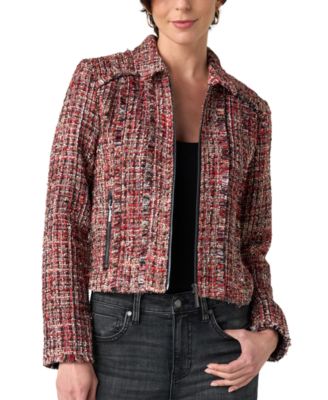 Liverpool Los Angeles Women's Tweed Fringe Zip Jacket