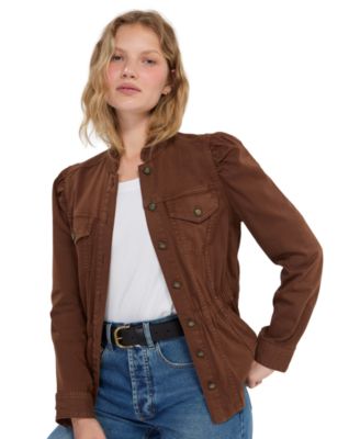 Liverpool Los Angeles Women's Puff-Sleeve Button-Front Trucker Jacket