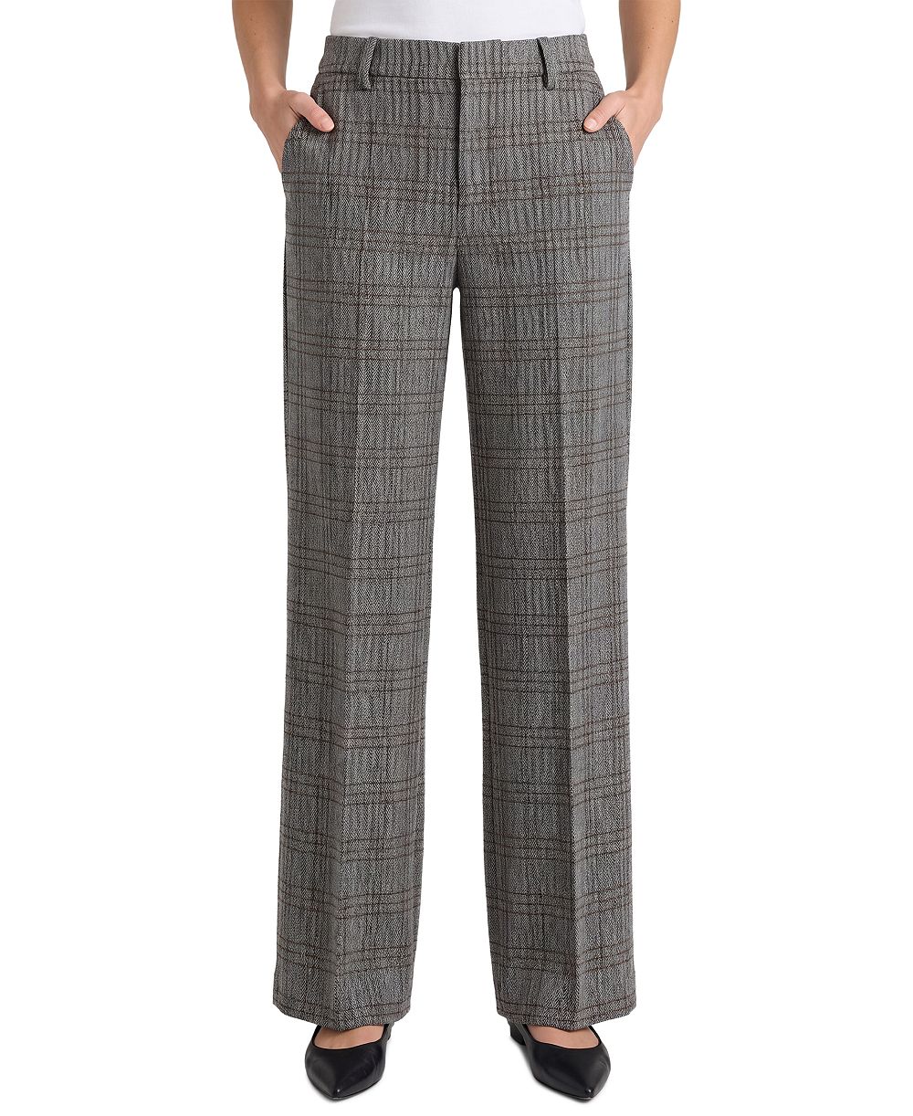 Брюки Liverpool Los Angeles Women's Kelsey Herringbone Plaid Wide-Leg