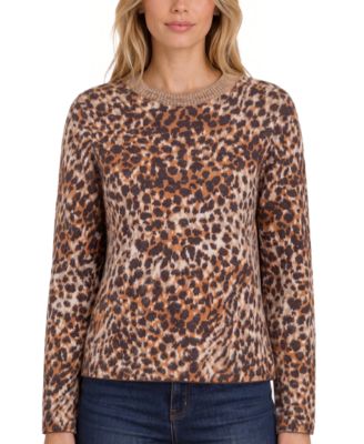Liverpool Los Angeles Women's Leopard-Print Long-Sleeve Sweater