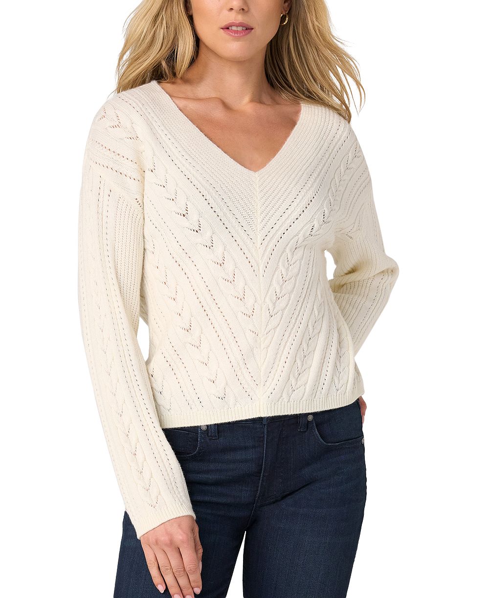 Liverpool Los Angeles Women's Long-Sleeve V-Neck Drop Shoulder Sweater