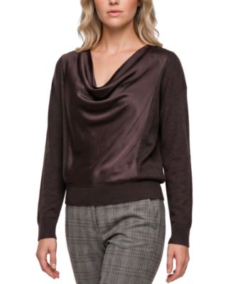 Liverpool Los Angeles Women's Cowl Neck Satin Front Sweater