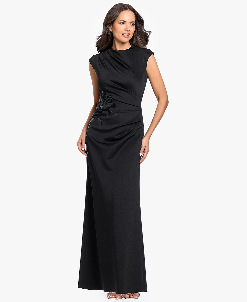 Betsy & Adam Petite Mock-Neck Gown