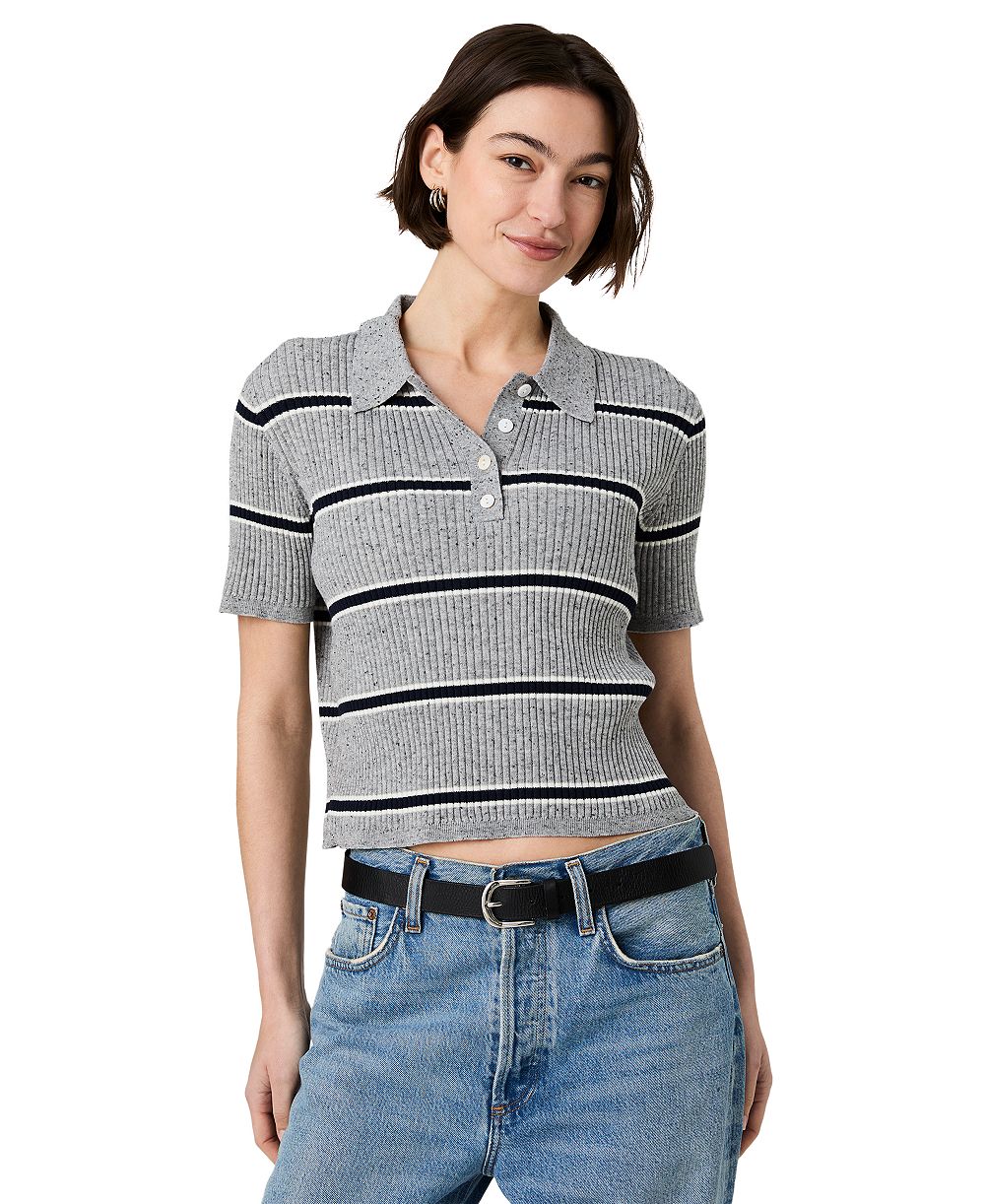 French Connection Women's Mason Knit Varsity Collared Stripe Sweater