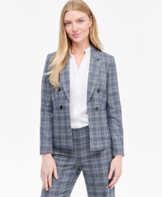 Jones New York Women's Plaid Notch Collar Blazer