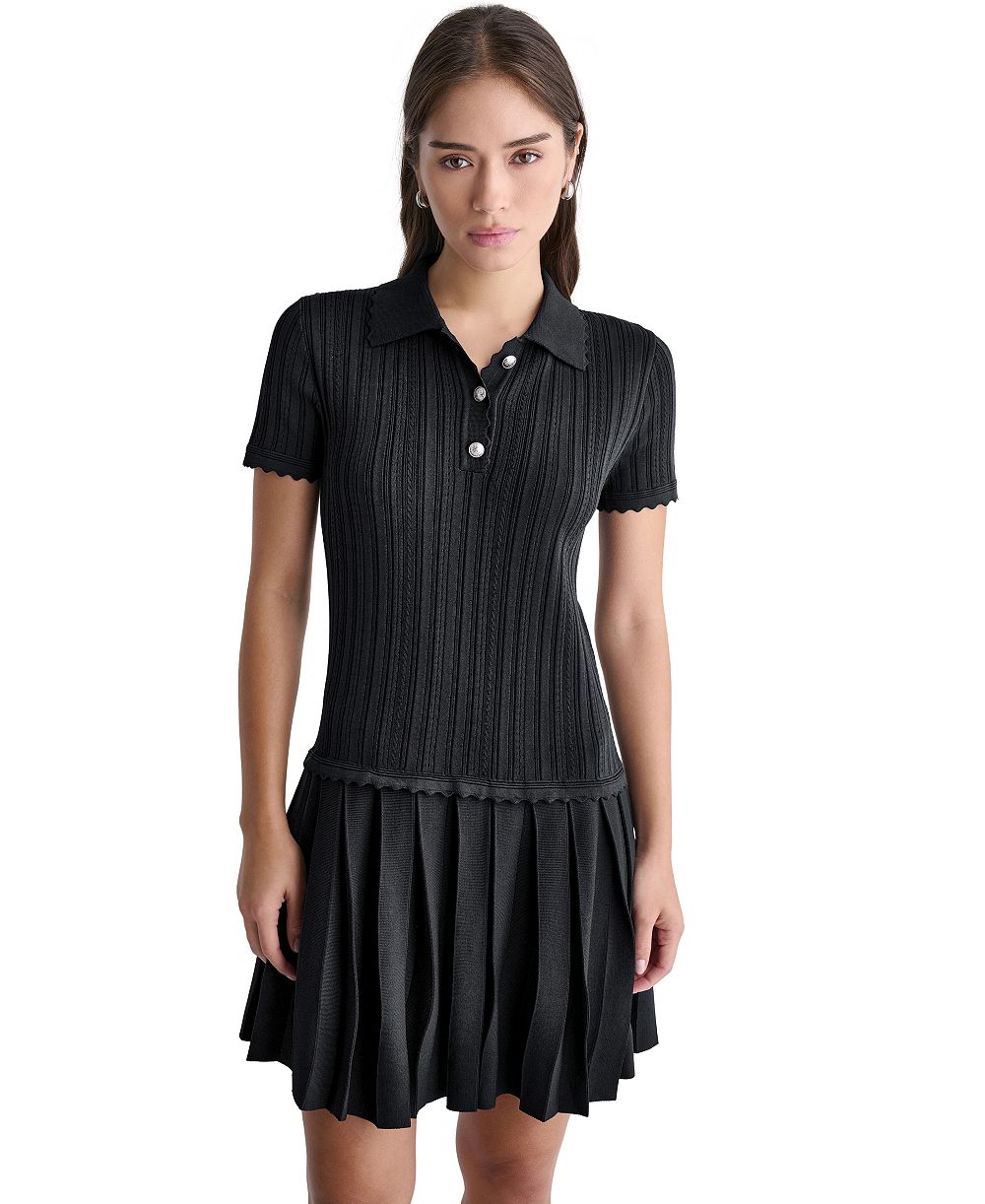 Платье-свитер BCBG Women's Short-Sleeve Pleated Drop-Waist
