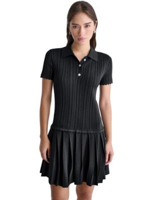 Платье-свитер BCBG Women's Short-Sleeve Pleated Drop-Waist