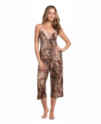Linea Donatella Women's Carmen Leopard-Print V-Neck Cami and Pants Set