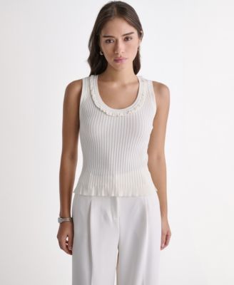 BCBG Women's Sleeveless Scoop Neck Knit Top