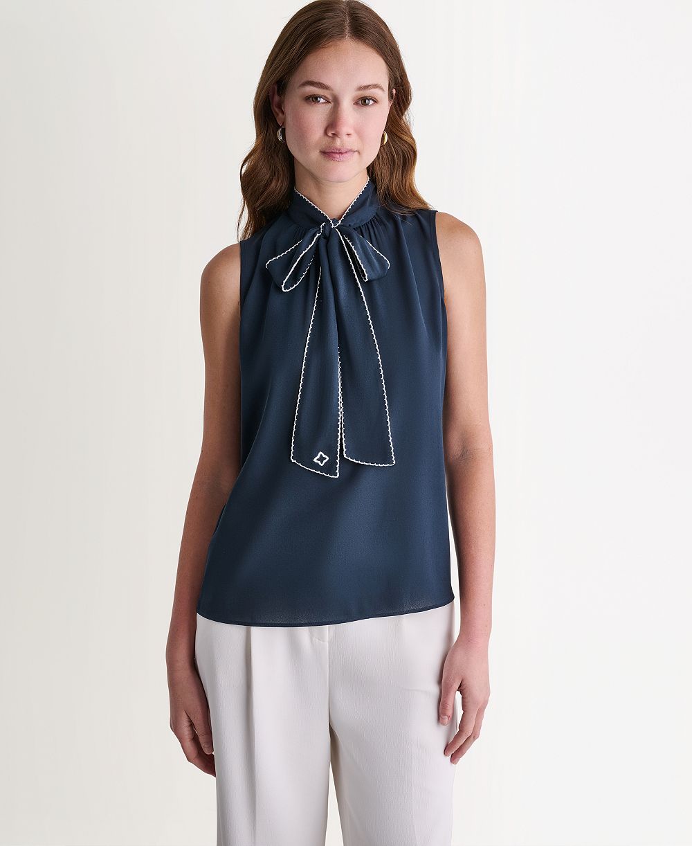 BCBG Women's Sleeveless Tie-Neck Top