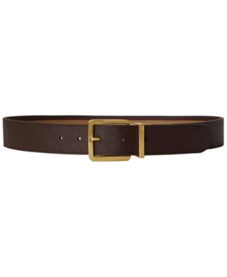 Женский двухцветный реверсивный кожаный ремень Lauren Ralph Lauren с узором crosshatch