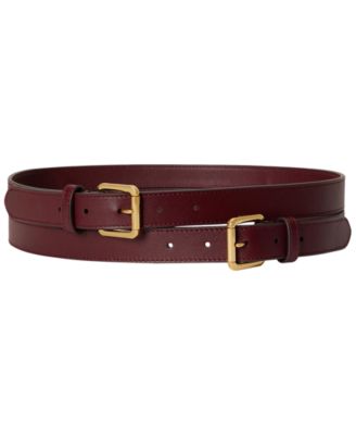 Кожаный широкий ремень Lauren Ralph Lauren с двойной пряжкой