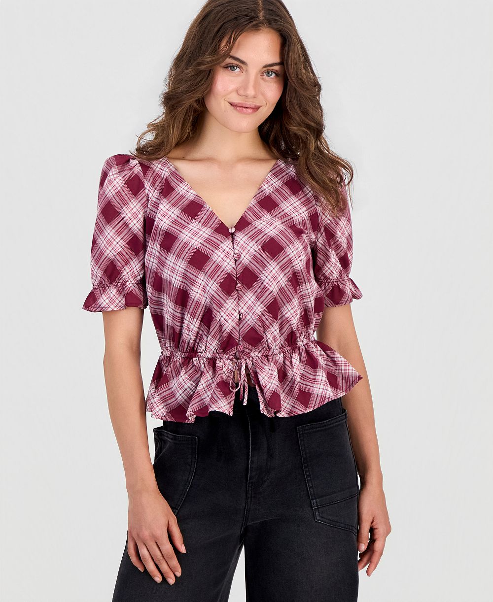 Женская блузка And Now This Petite Plaid Peplum