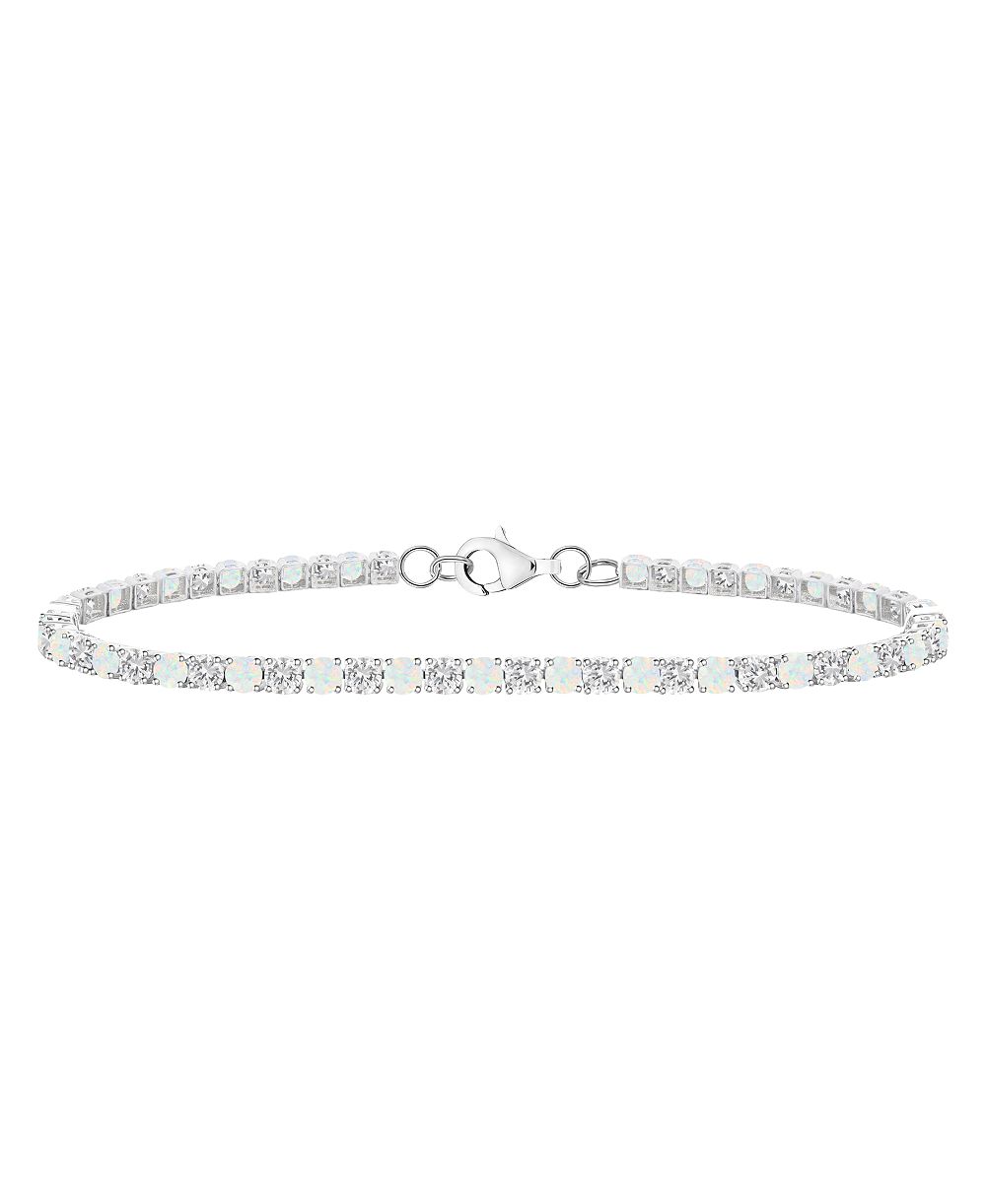Macy's Lab-Grown Blue Sapphire (3-1/6 ct. t.w.) and Lab-Grown White Sapphire (3-1/6 ct. t.w.) Bracelet in Sterling Silver (Also Available in Multi-Stone)