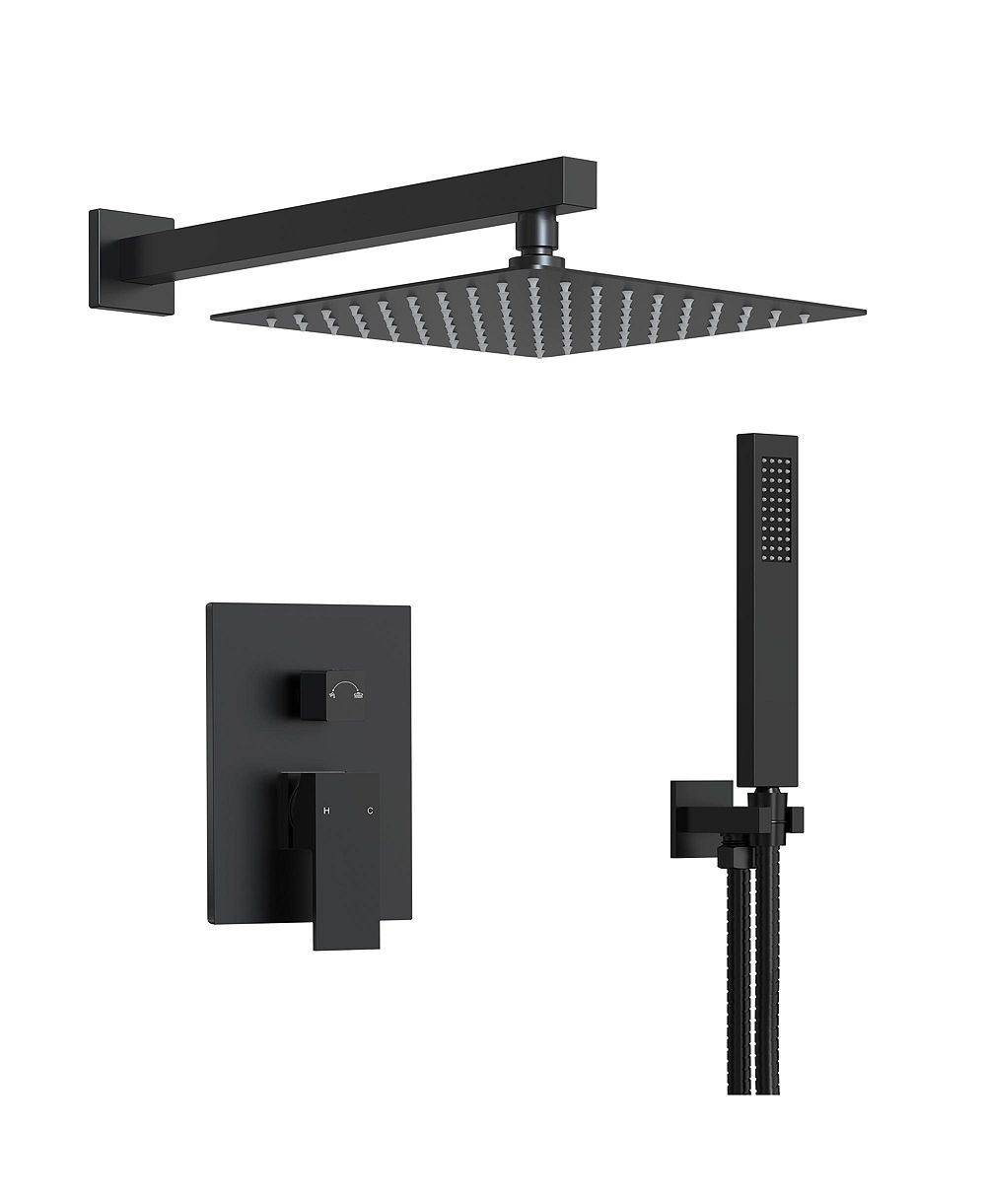 10" Rain Shower Head High Pressure Wall Mount Shower System Bathroom Shower Faucet Set with Handheld Spray Chrome
