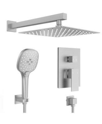 EVERSTEIN High-Pressure Rain Shower System, Shower Faucet Set 10" Rainfall Shower Head with 3-Function Handheld Spray Brushed