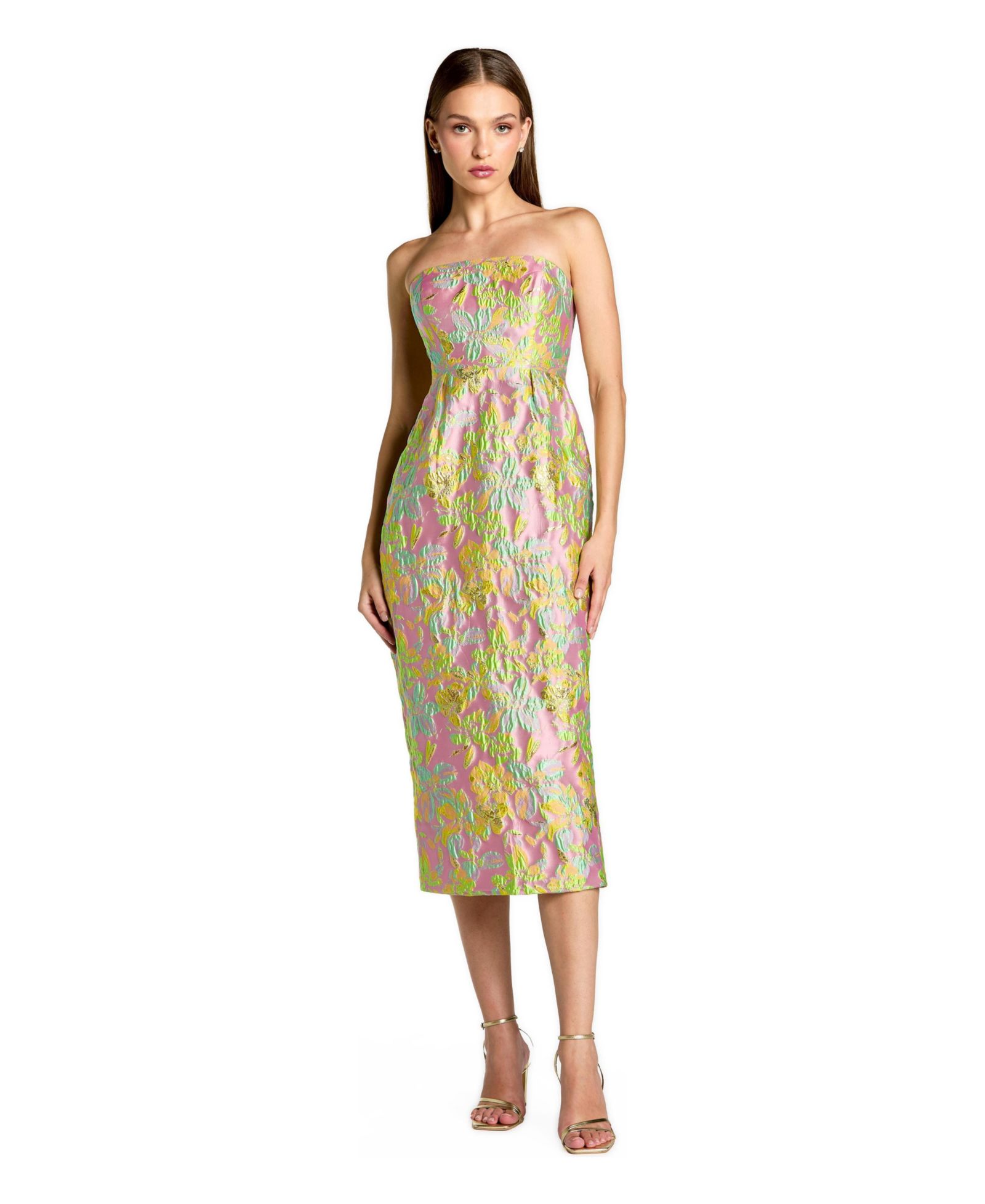 Женское платье Mac Duggal Strapless Floral Brocade Midi