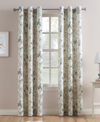 Mabel Floral Print Semi-Sheer Grommet Curtain Panel