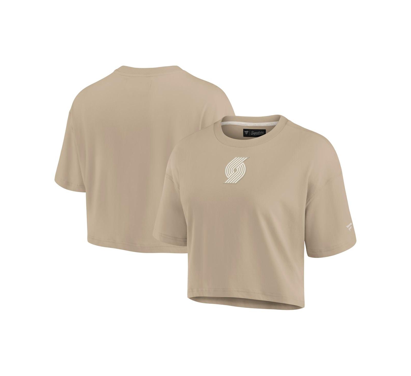 Женская укороченная футболка Fanatics Khaki Portland Trail Blazers Elements Super Soft Boxy Cropped