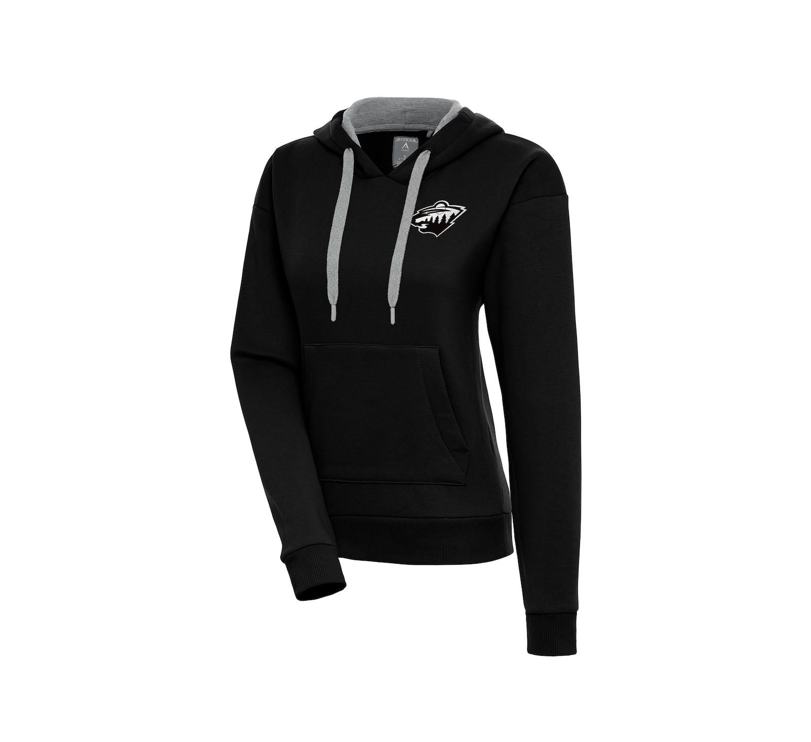 Женское черное худи Antigua Minnesota Wild с металлическим логотипом