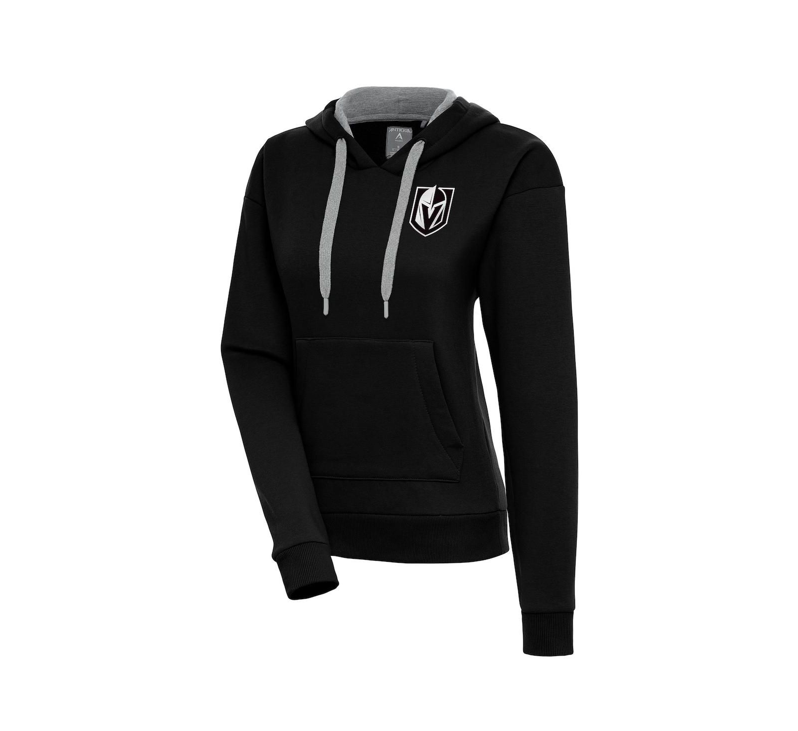 Женское худи Antigua Black Vegas Golden Knights Metallic Logo Victory Pullover
