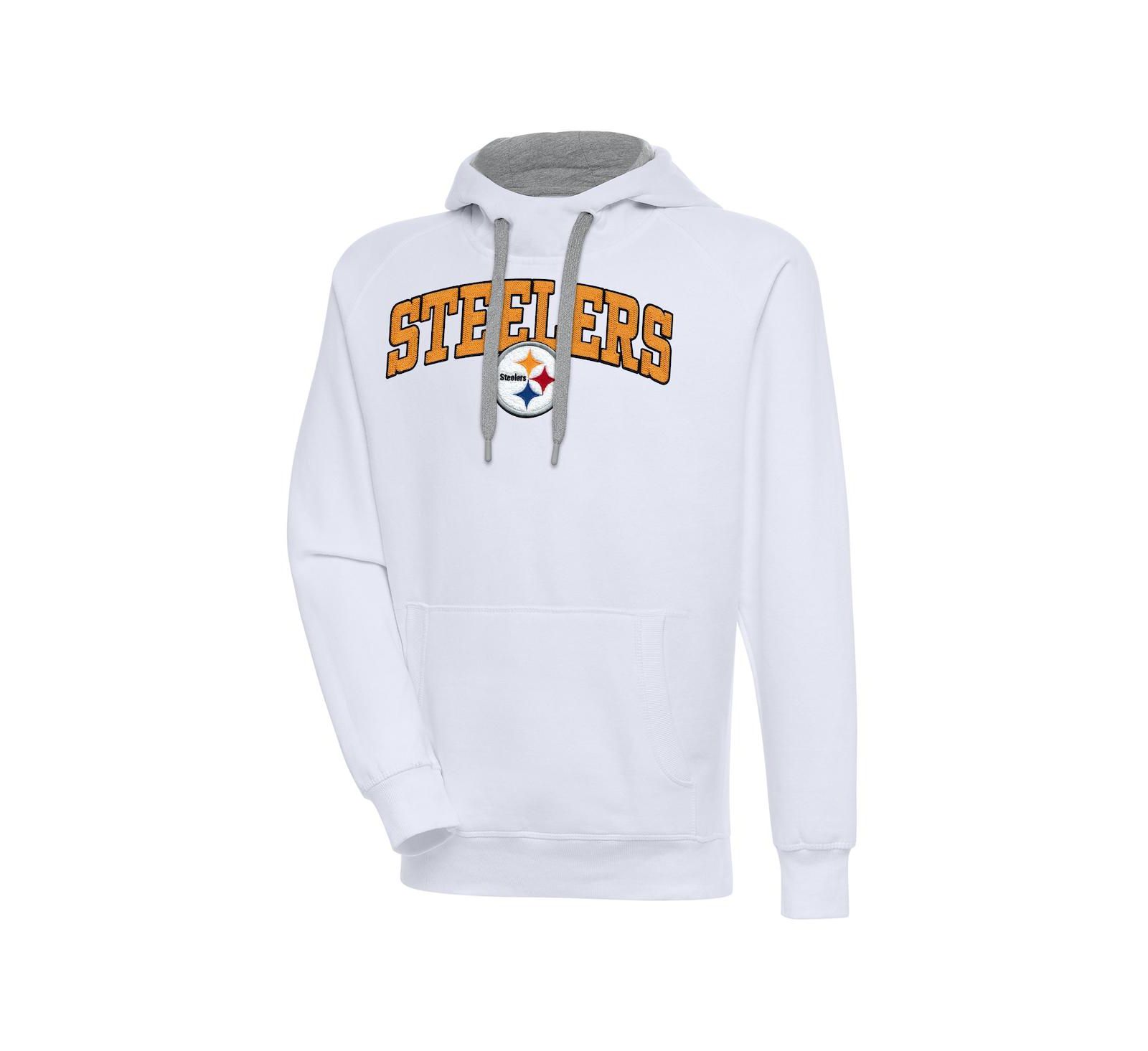 Antigua Men's White Pittsburgh Steelers Victory Pullover Hoodie