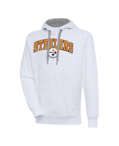 Antigua Men's White Pittsburgh Steelers Victory Pullover Hoodie