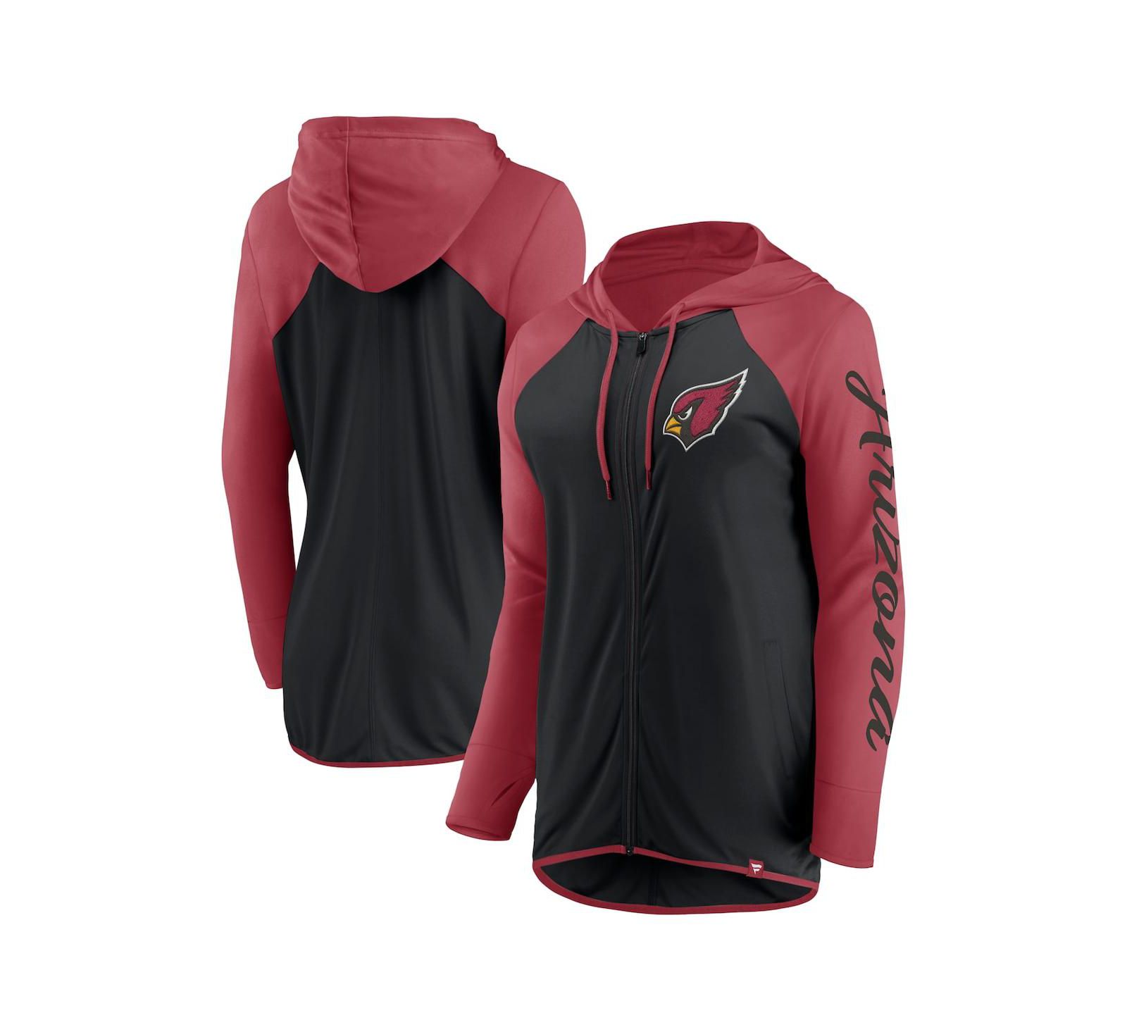 Женское худи Fanatics Black/Cardinal Arizona Cardinals Script Full-Zip