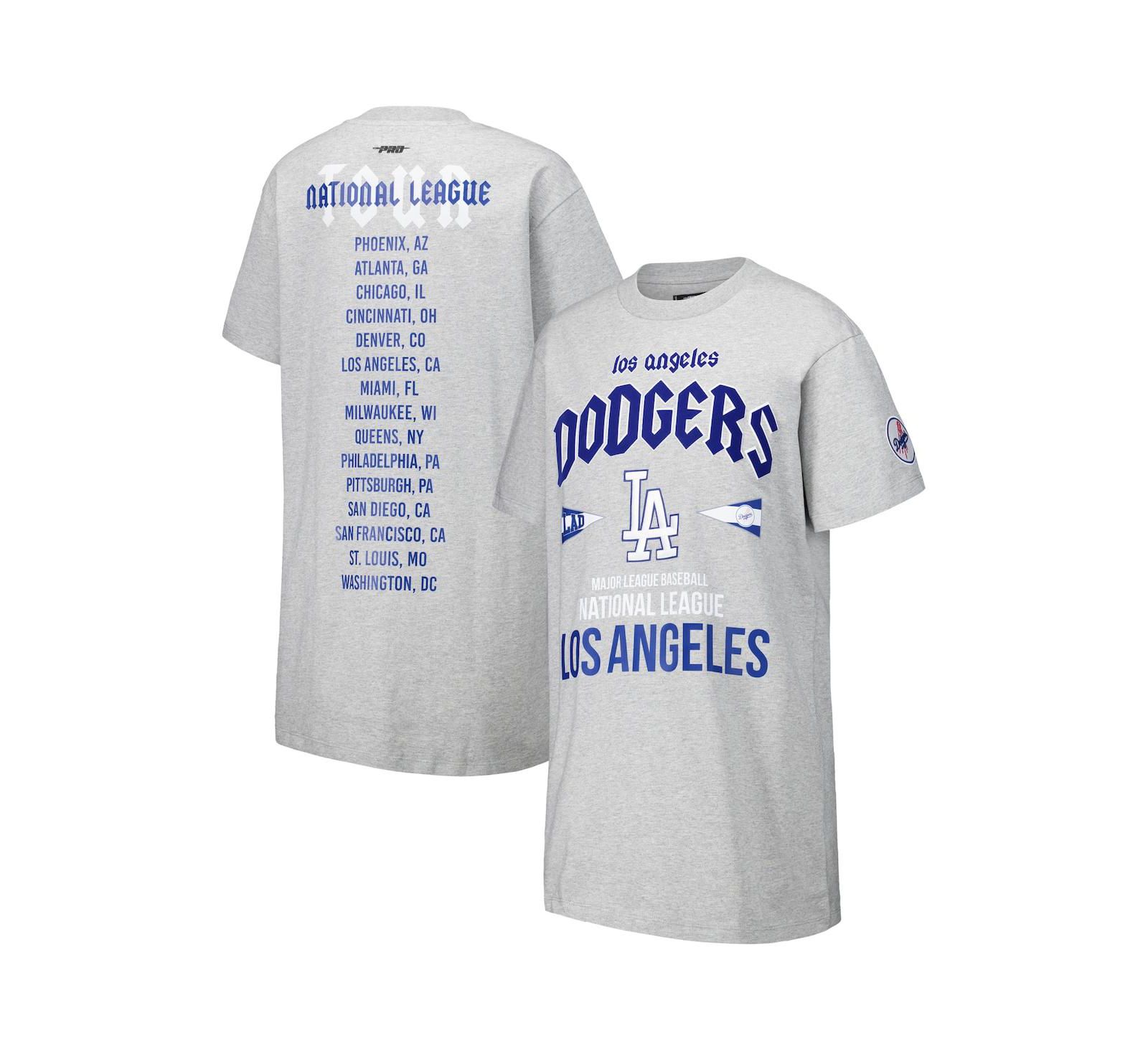 Pro Standard Женский Heather Gray Los Angeles Dodgers Oversized City Tour T-Shirt Dress