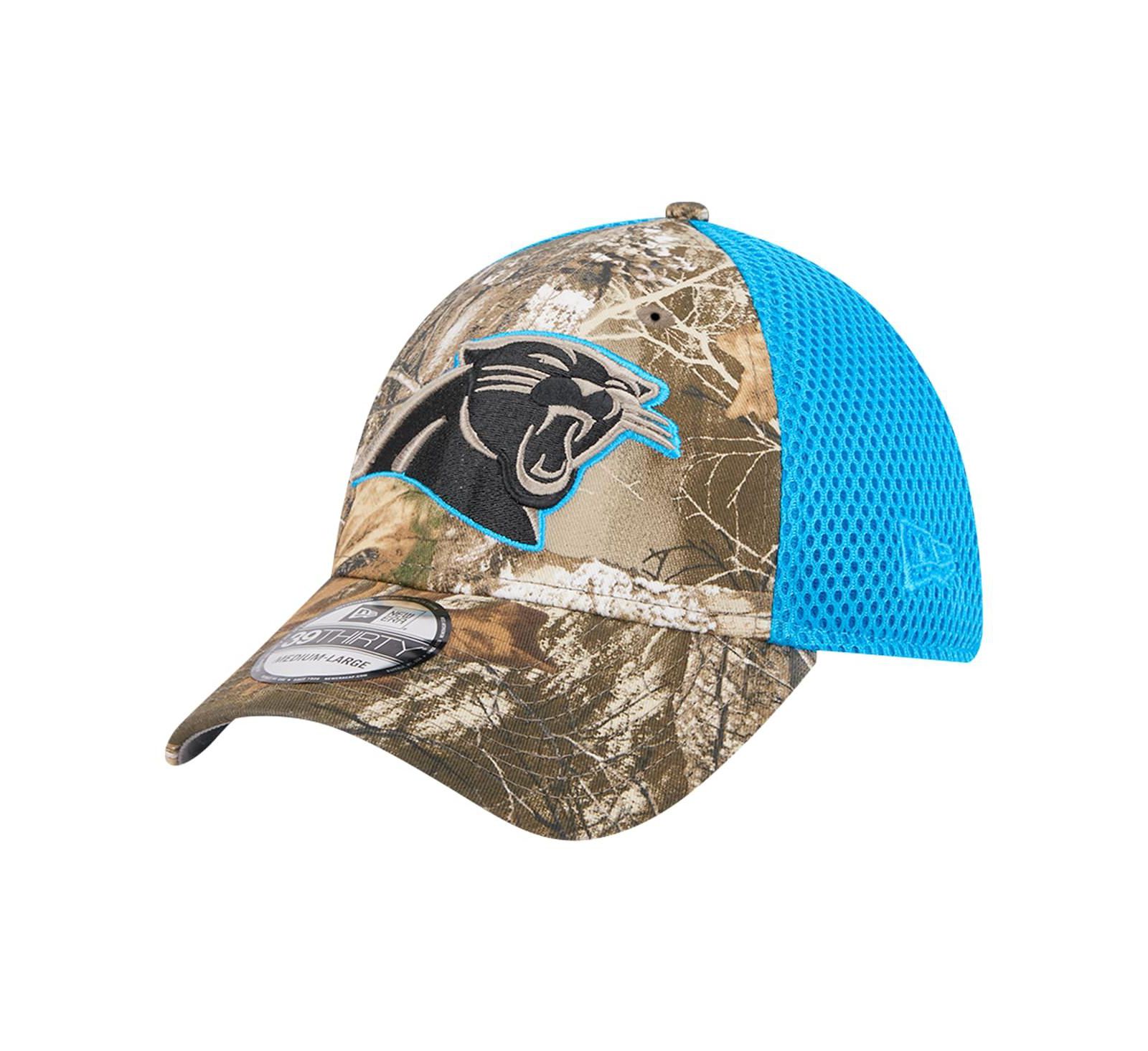 Мужская кепка New Era Realtree Camo/Blue Carolina Panthers Active 39THIRTY Flex