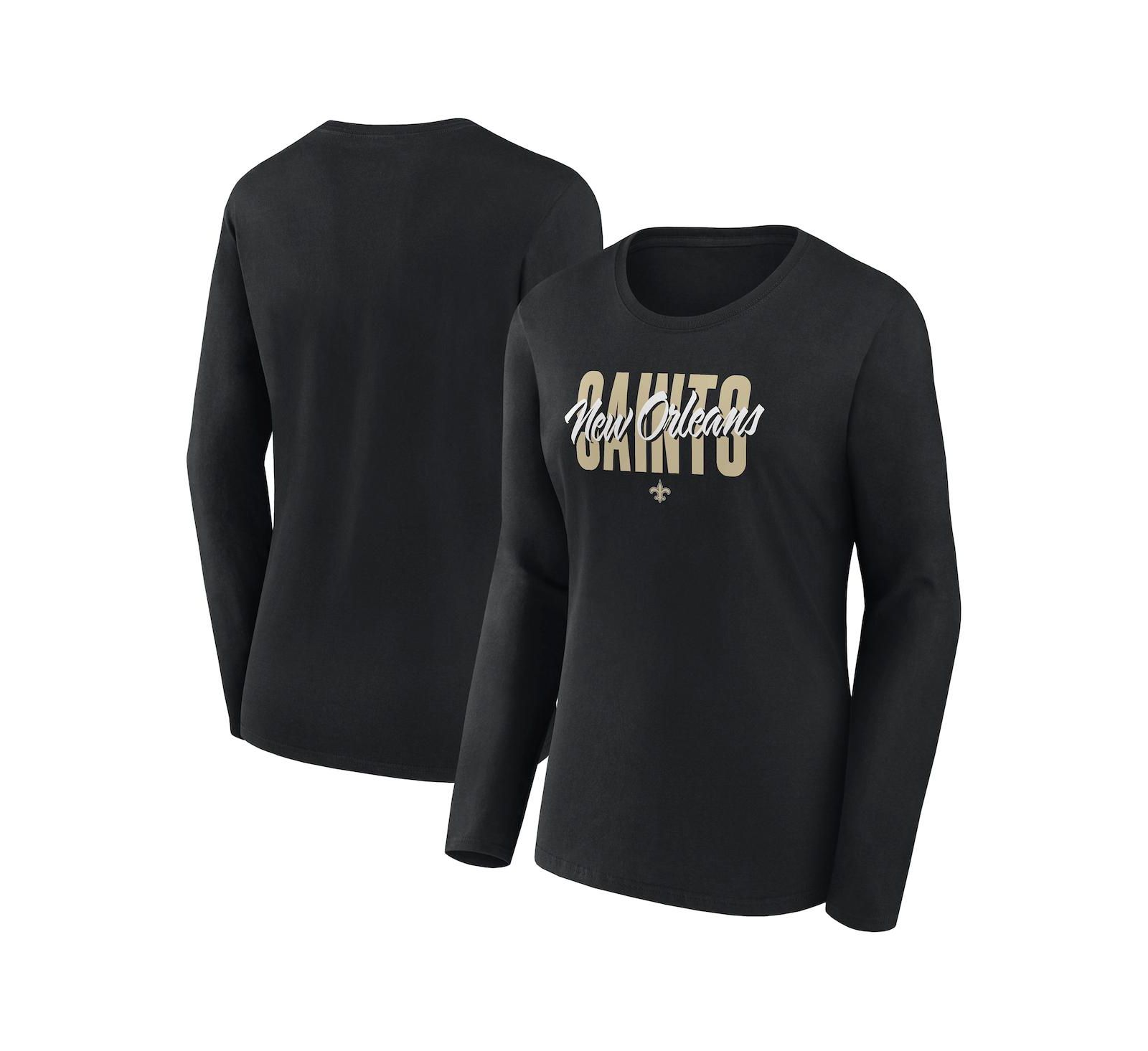 Logo Athletic Женская черная футболка с длинным рукавом New Orleans Saints
