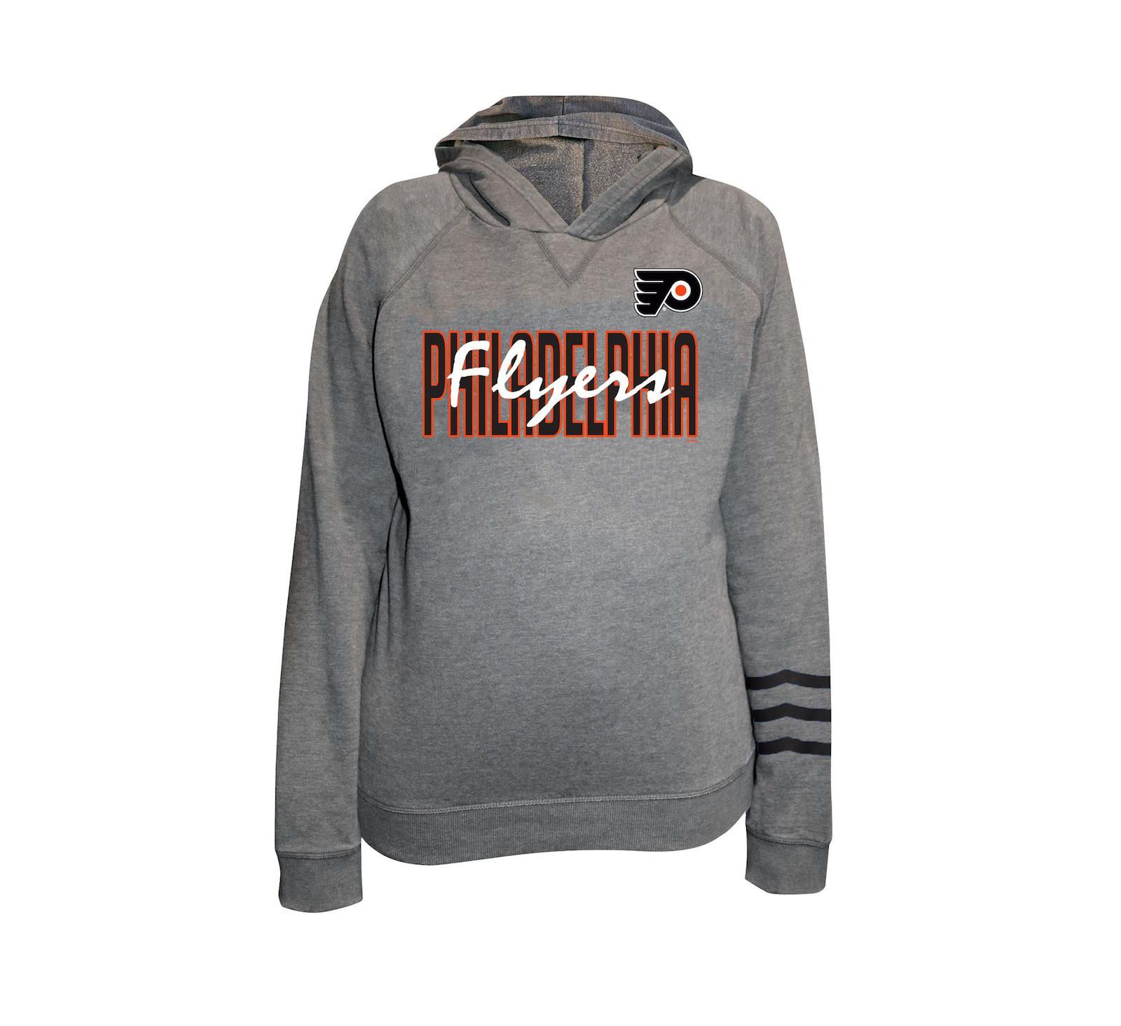Fanatics Женский легкий флисовый худи с рукавами raglan, Heather Gray Philadelphia Flyers Plus Size