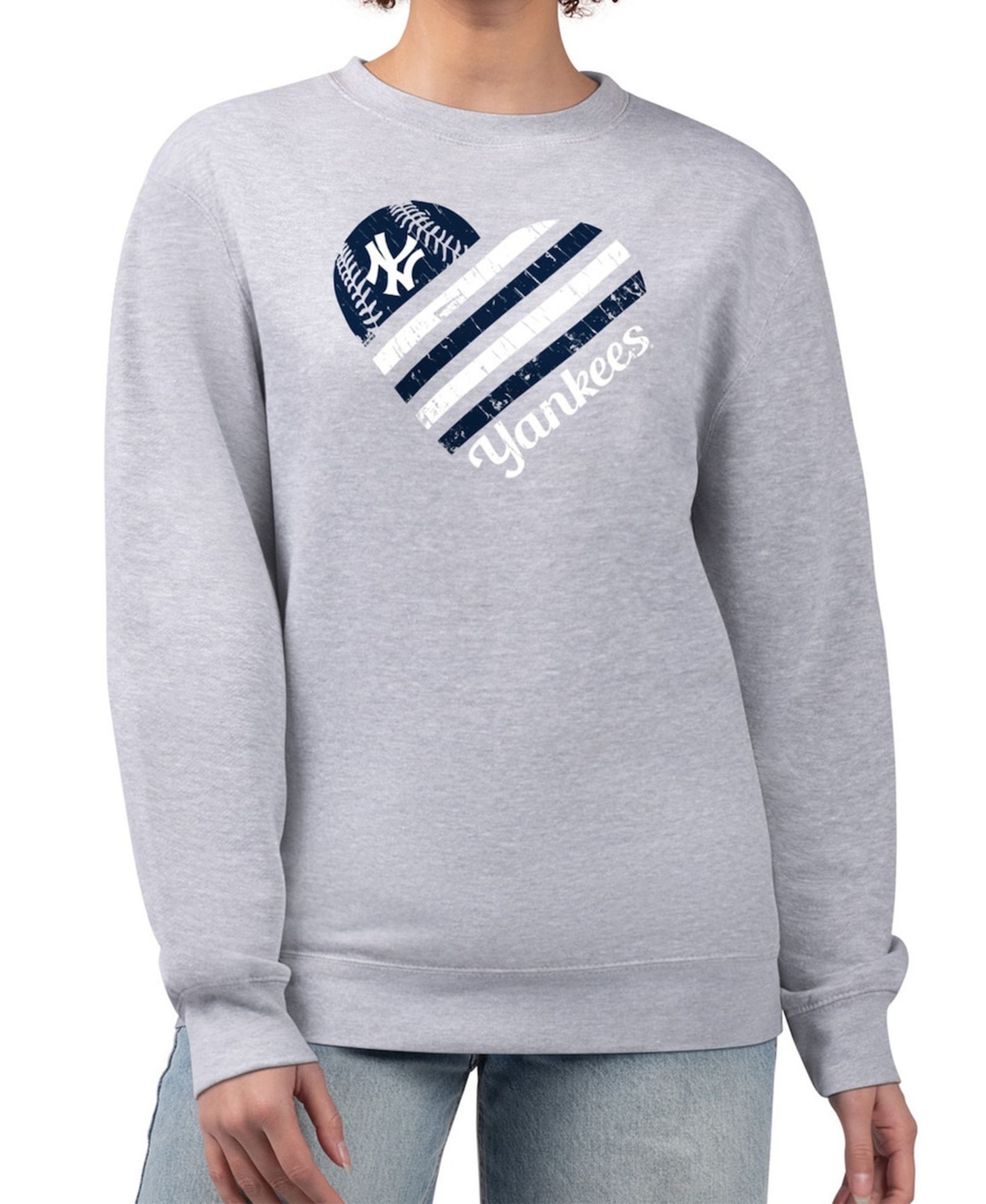 G-III 4Her by Carl Banks Женская флисовая толстовка Heather Gray New York Yankees Heart Logo