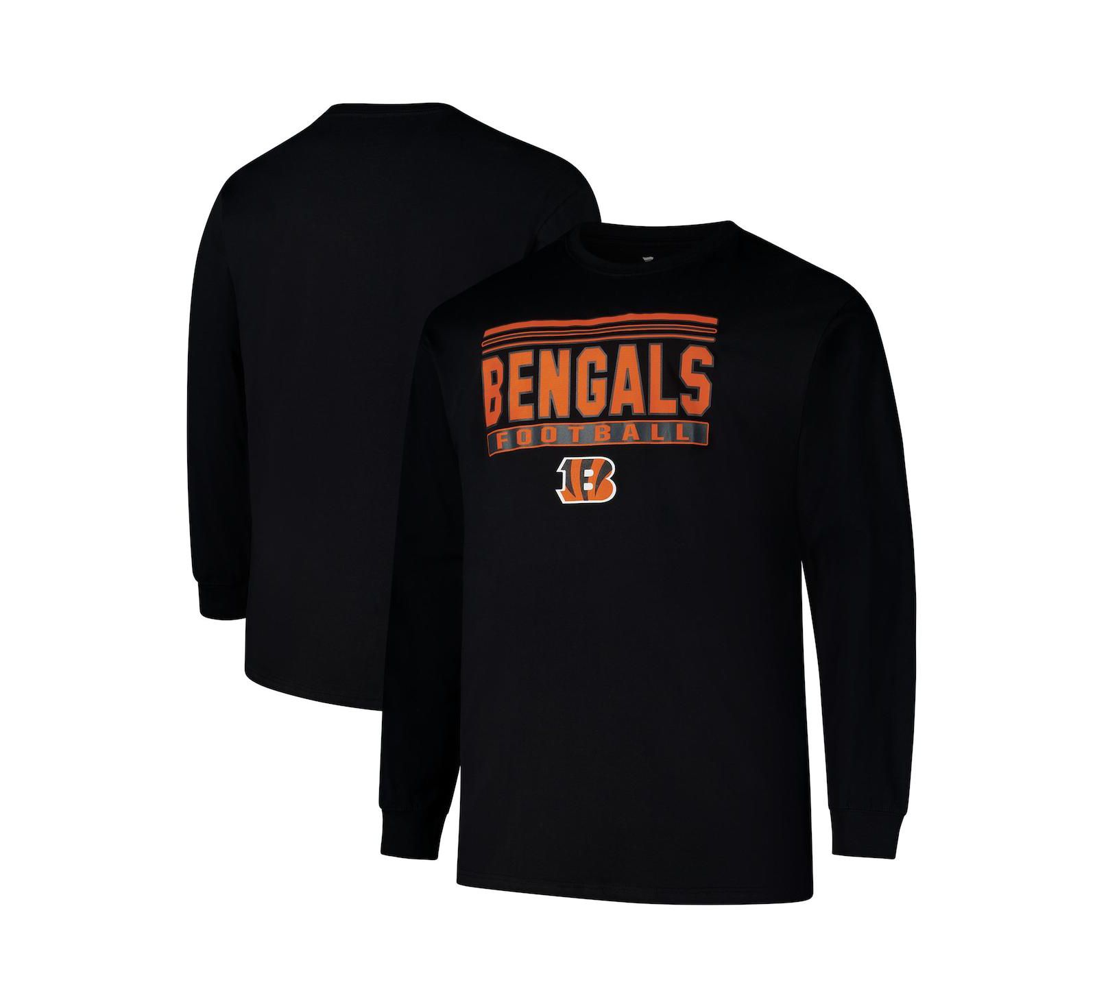 Fanatics Мужская черная футболка Cincinnati Bengals Big & Tall Pop Long Sleeve