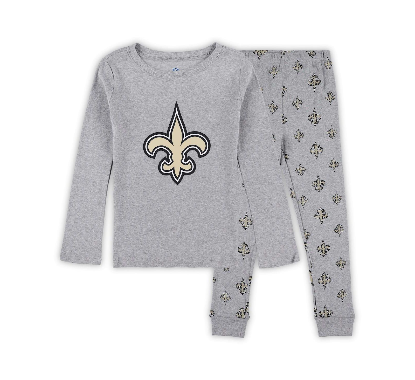 Детский комплект для сна Outerstuff Heather Gray New Orleans Saints: футболка с длинным рукавом и брюки