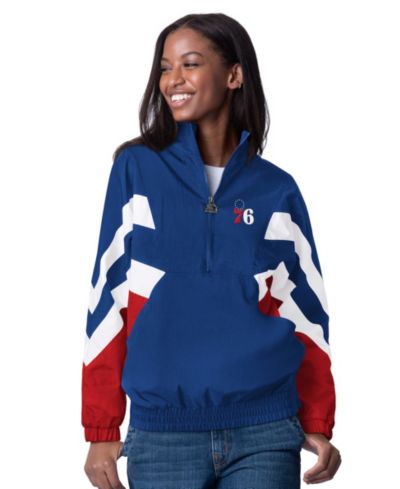 Мужской ветровка Starter Women's Royal Philadelphia 76ers Renegade Oxford Half-Zip