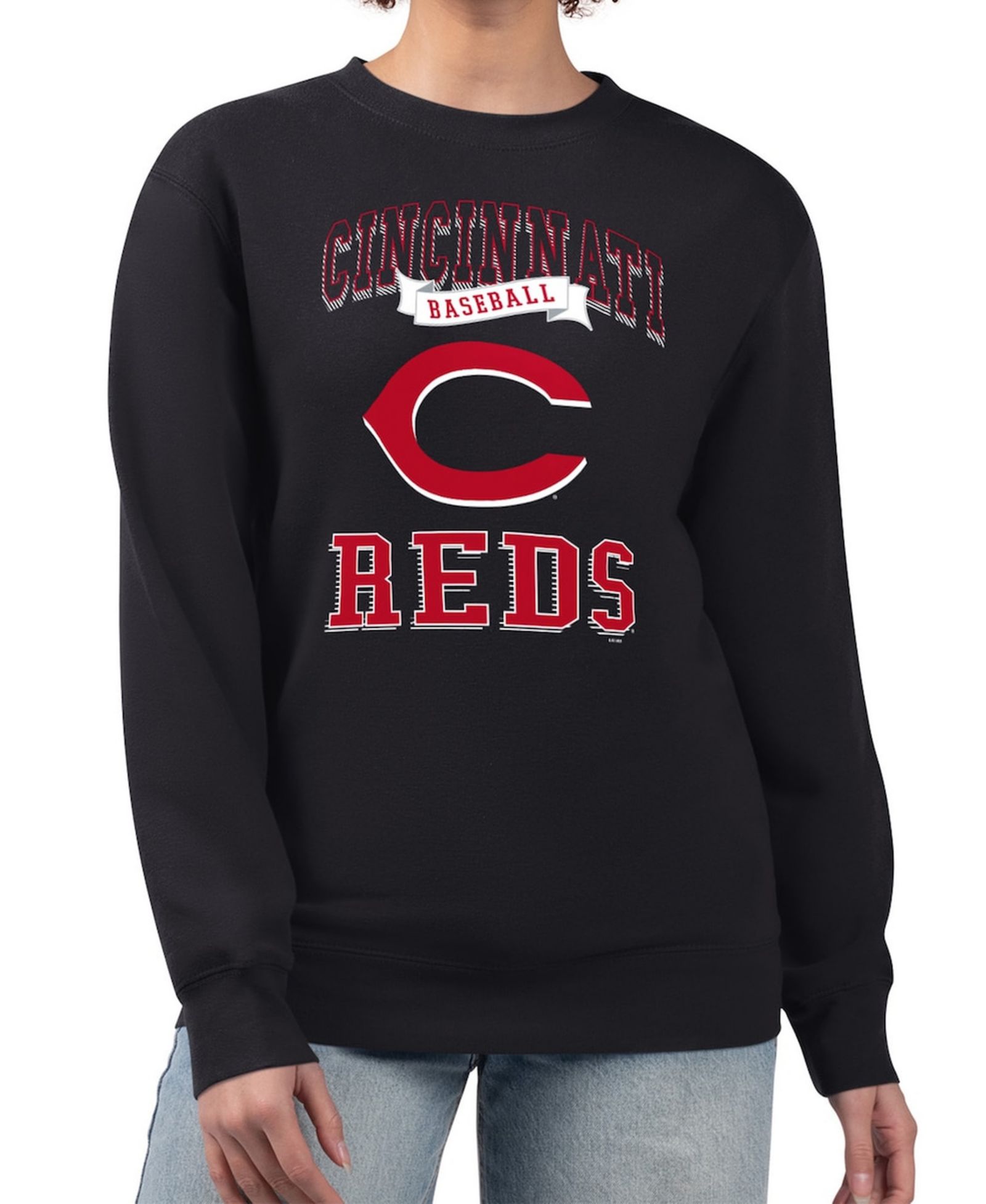Женский свитшот G-III 4Her by Carl Banks Black Cincinnati Reds Team Logo Graphic Tri-Blend Fleece Pullover