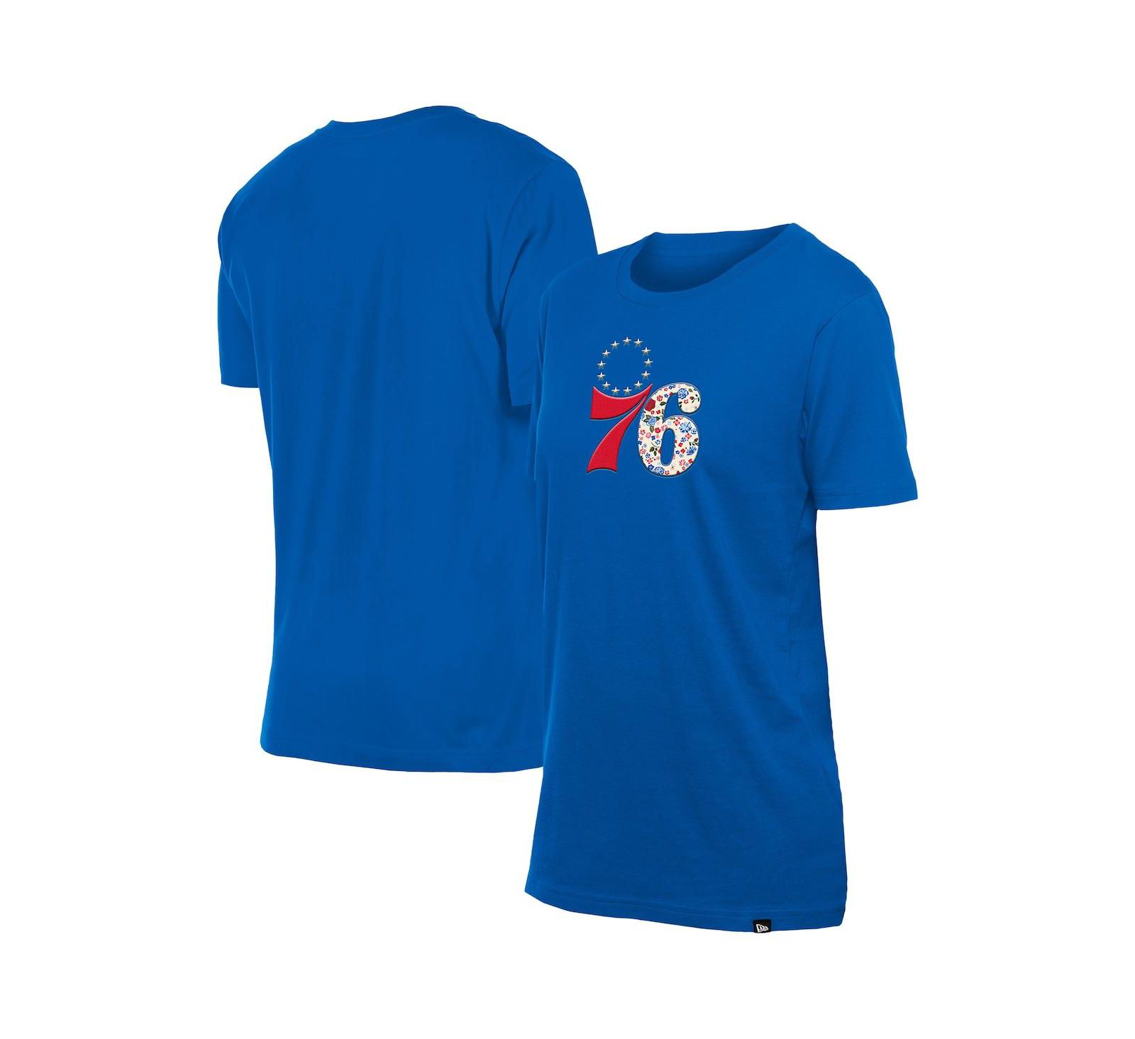 Женская футболка New Era Philadelphia 76ers Glam Game Flower, синяя