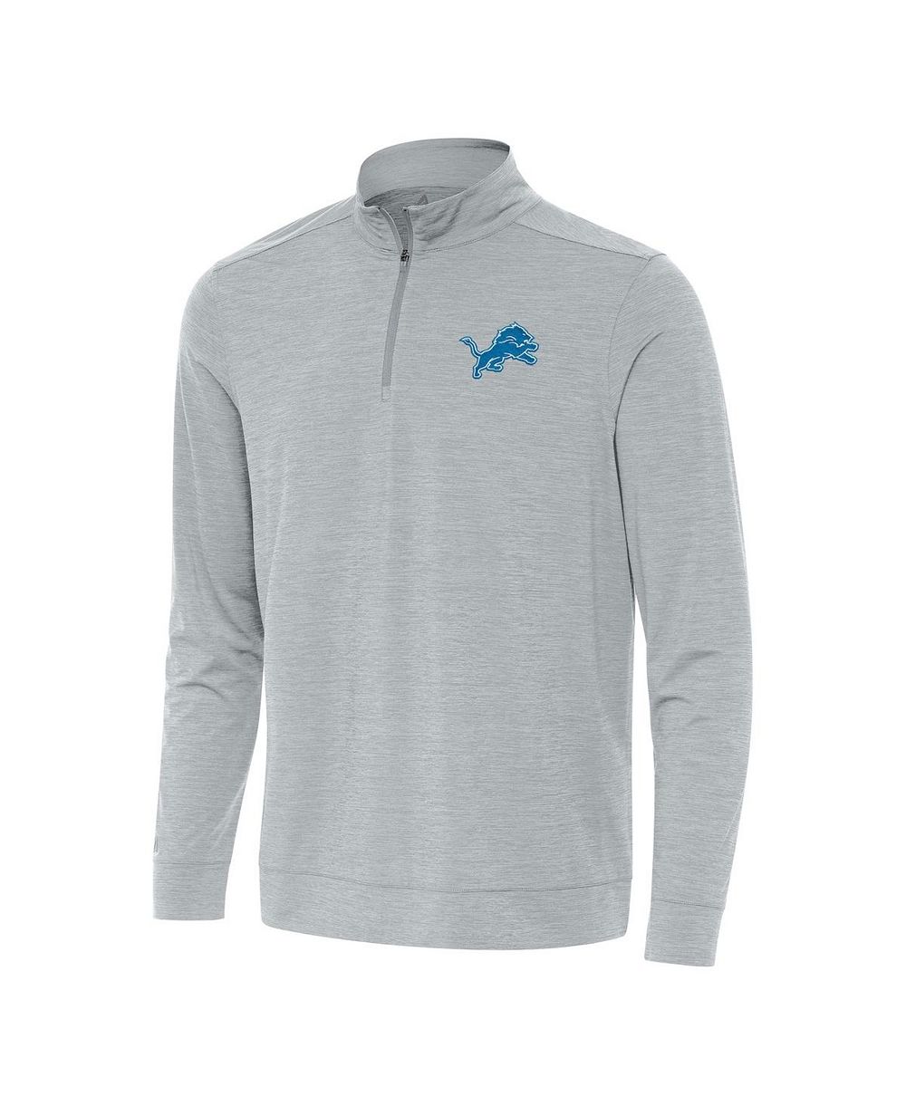 Мужской топ Antigua Heather Gray Detroit Lions Bright Quarter-Zip Top