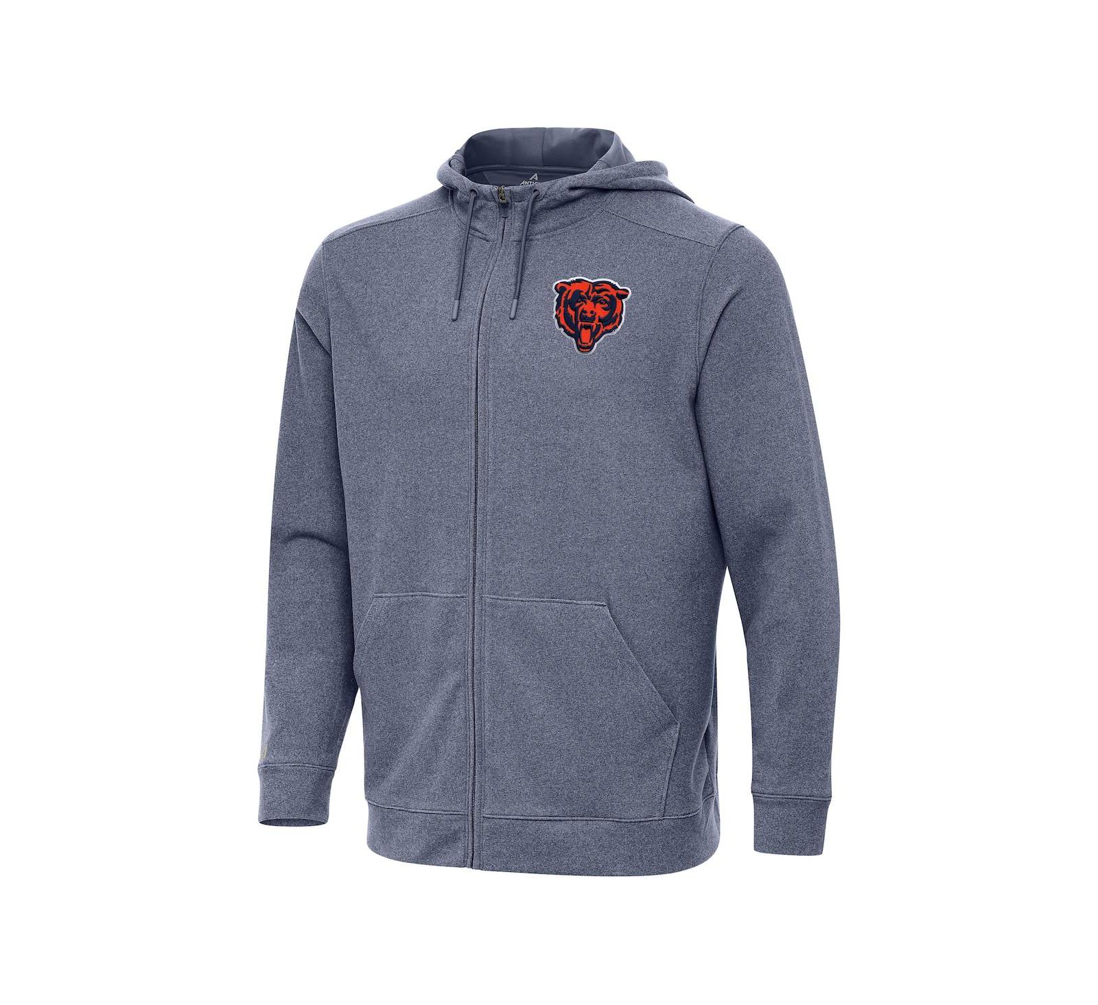 Antigua Men's Heather Navy Chicago Bears Effortless Full-Zip Hoodie