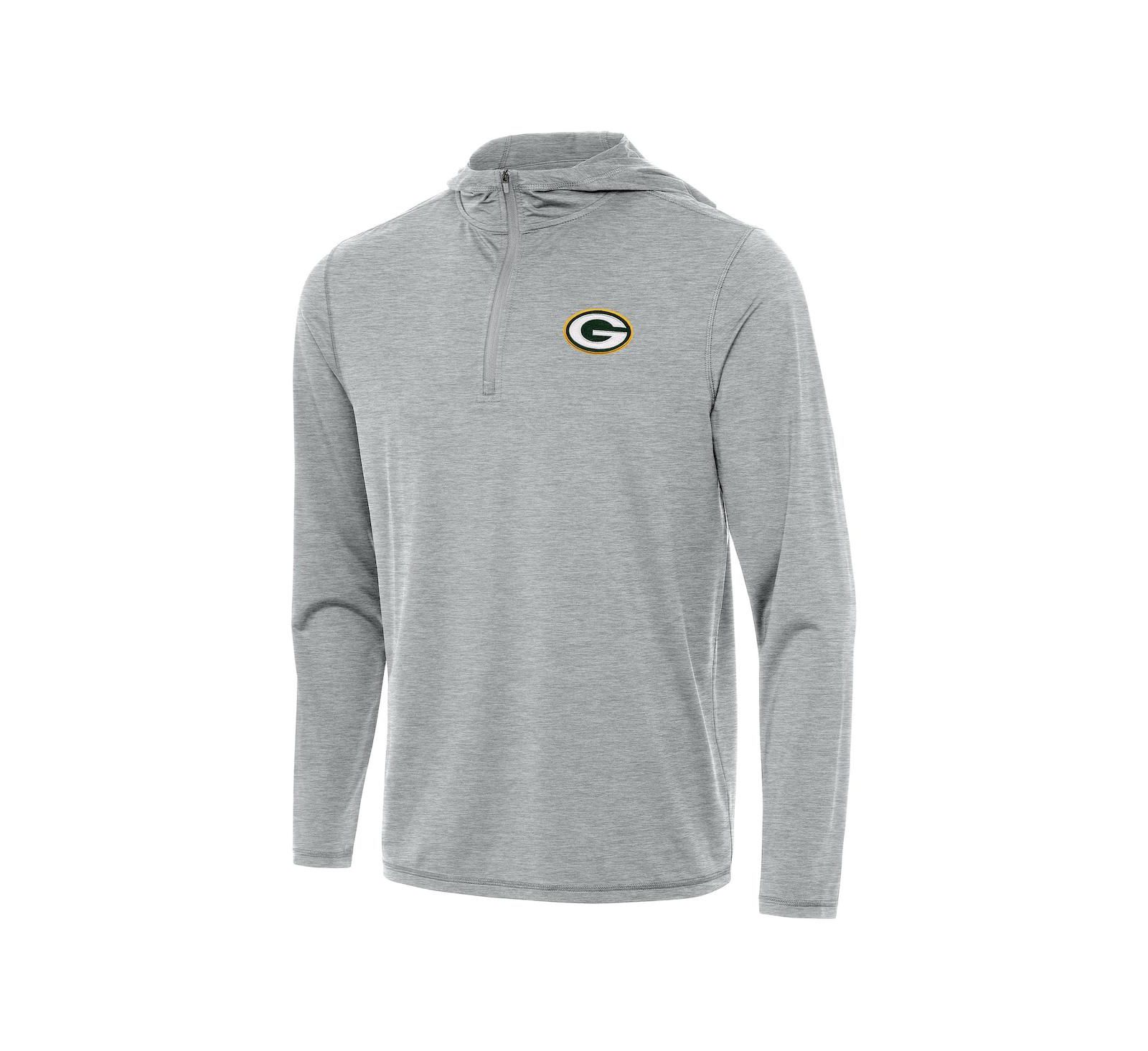 Худи Antigua Мужской Heather Gray Green Bay Packers Tidy с молнией на четверть