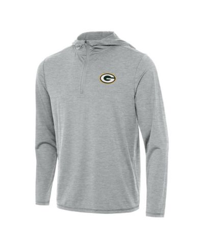 Antigua Men's Heather Gray Green Bay Packers Tidy Quarter-Zip Pullover Hoodie