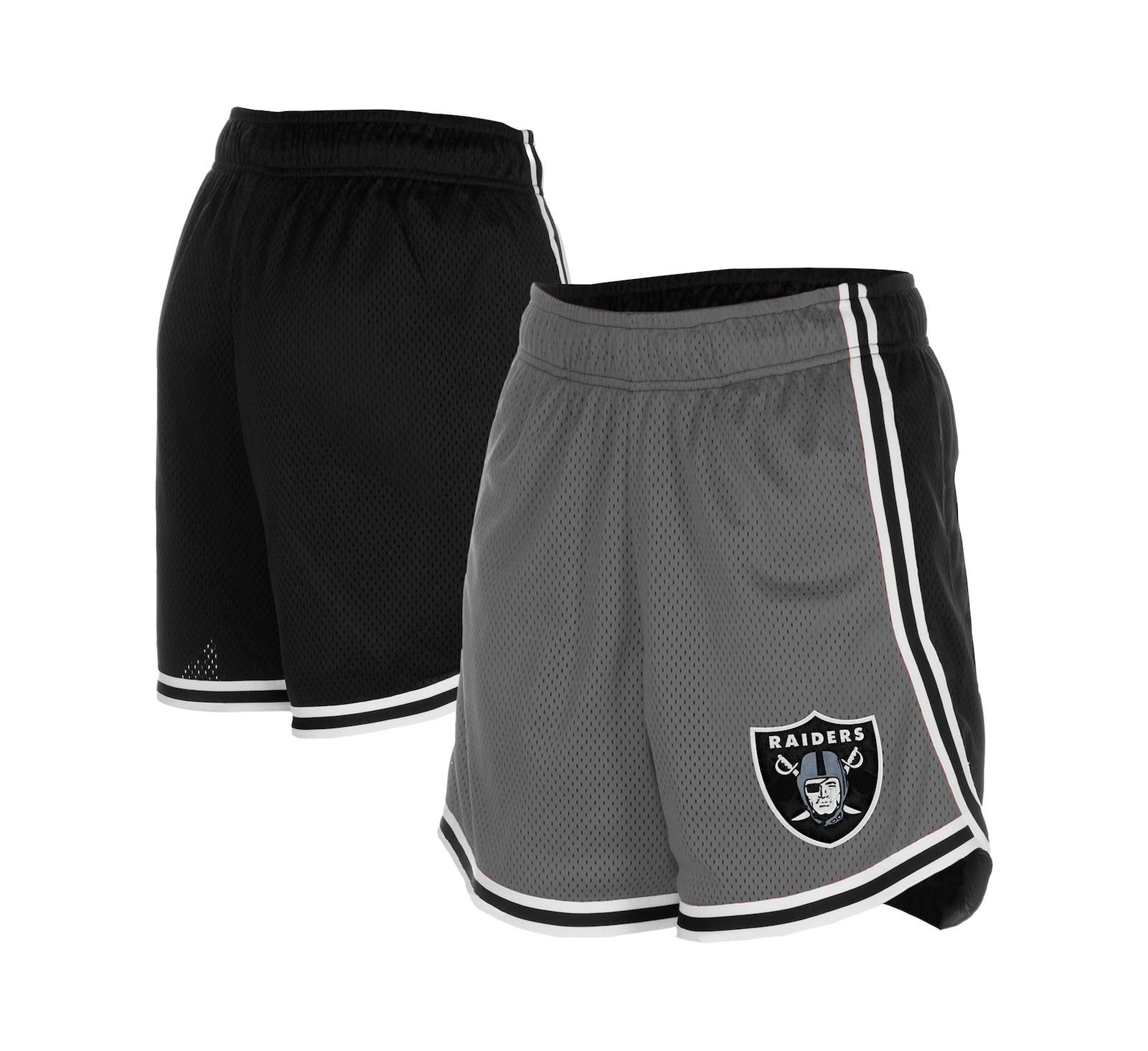 New Era Women's Silver/Black Las Vegas Raiders Sport Classics Mesh Shorts