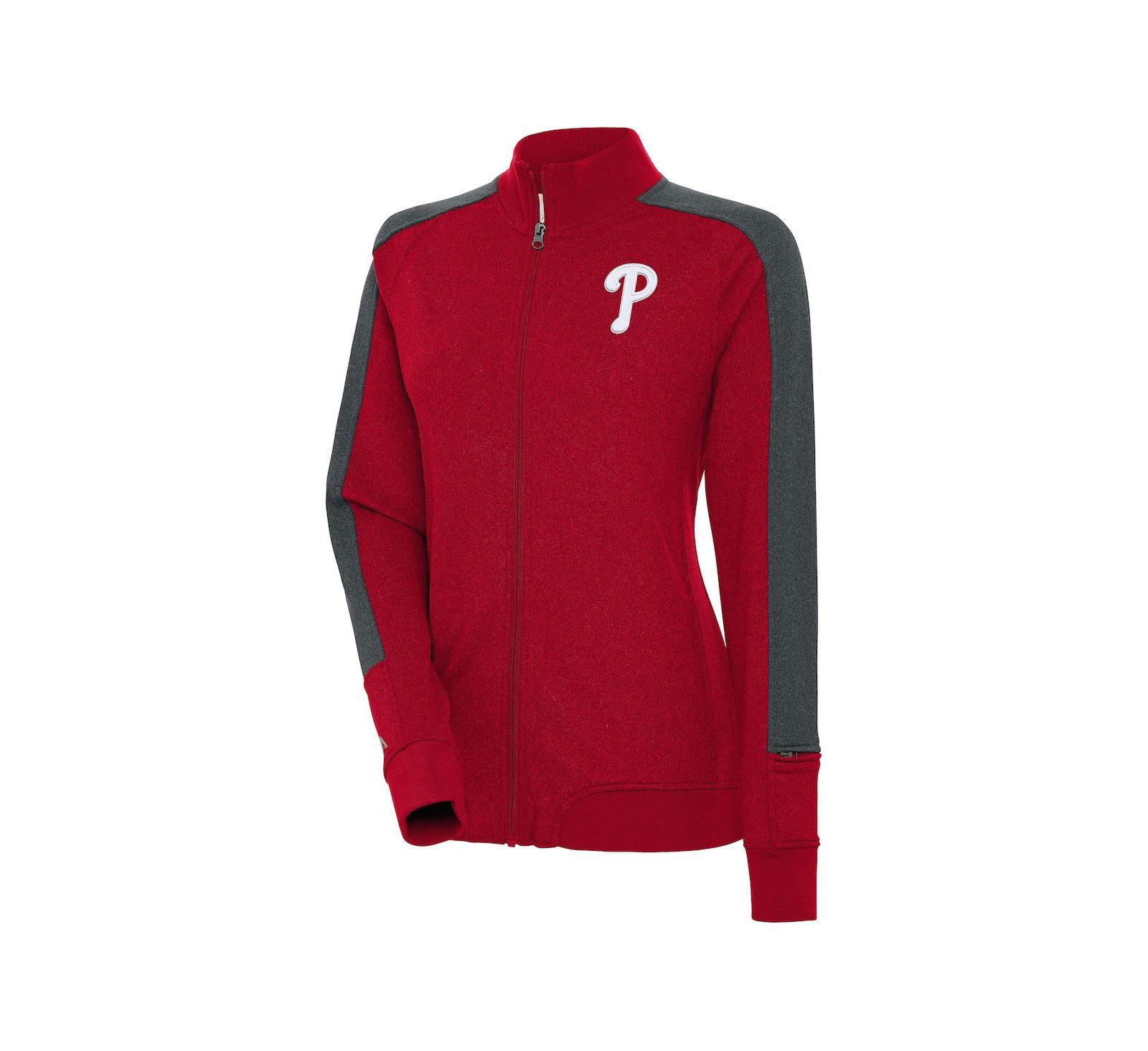 Antigua Women's Red Philadelphia Phillies Strike Full-Zip Track Jacket