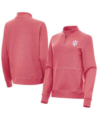 Antigua Women's Heather Crimson Indiana Hoosiers Crush Quarter-Zip Jacket