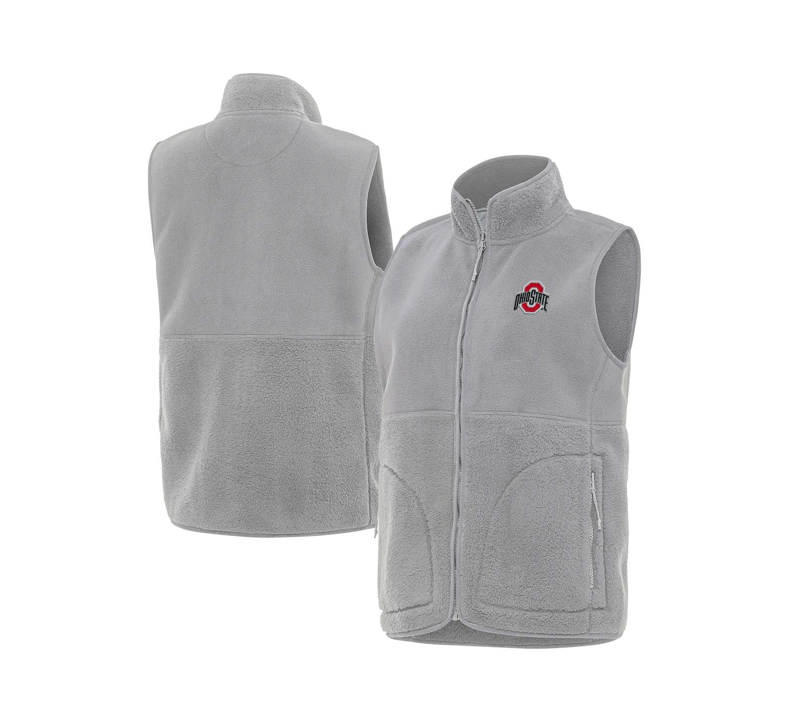 Antigua Women's Gray Ohio State Buckeyes Nostalgic Full-Zip Vest