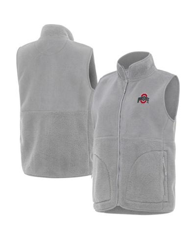 Antigua Женская серая жилетка с молнией Ohio State Buckeyes