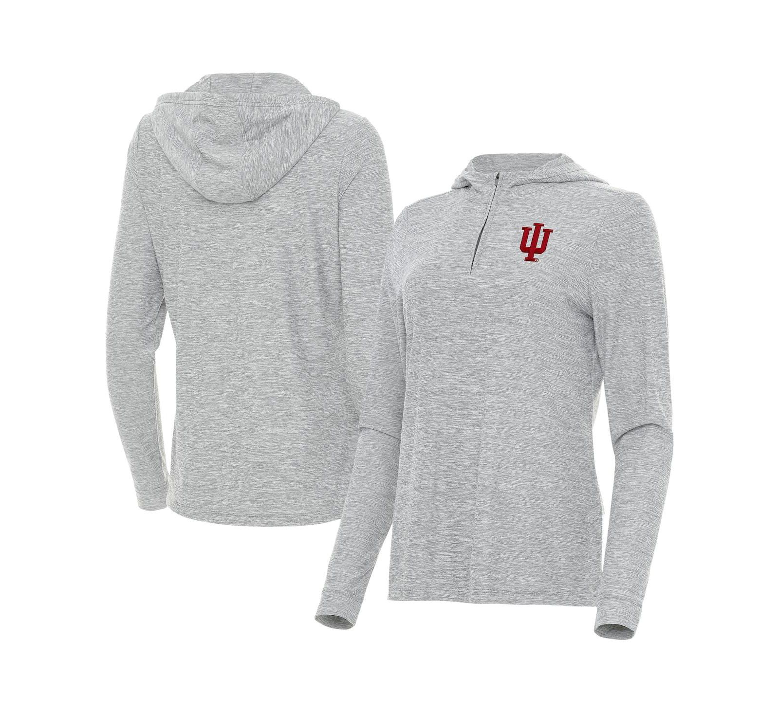 Женское худи Antigua Heather Gray Indiana Hoosiers Daybreak Quarter-Zip