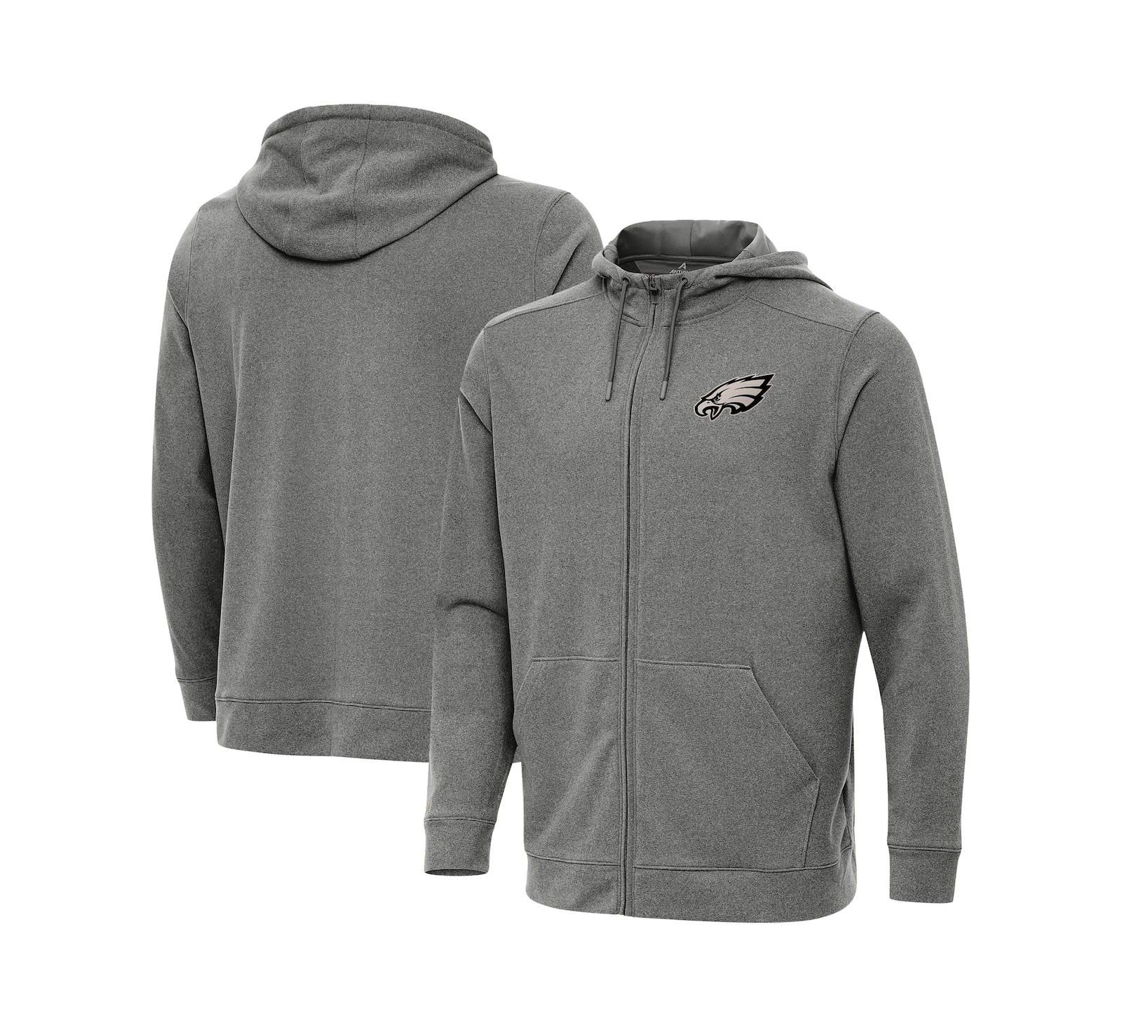 Antigua Men's Heather Black Philadelphia Eagles Effortless Full-Zip Hoodie Jacket