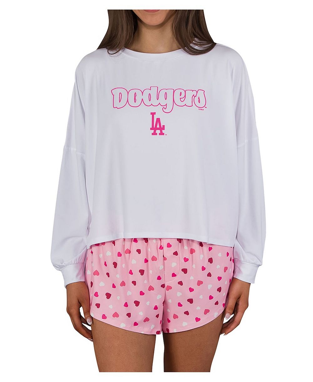 Женский комплект Concepts Sport Los Angeles Dodgers Lyric Knit Long Sleeve Top и Short Pink